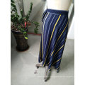 Spring Stripe Contrast Color Bowknot Elegant Ladies Long Skirt